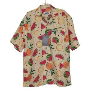 Uzzi Hawaiian Shirt Mens Size Medium Yellow UPF Performance Dri Fit NEW